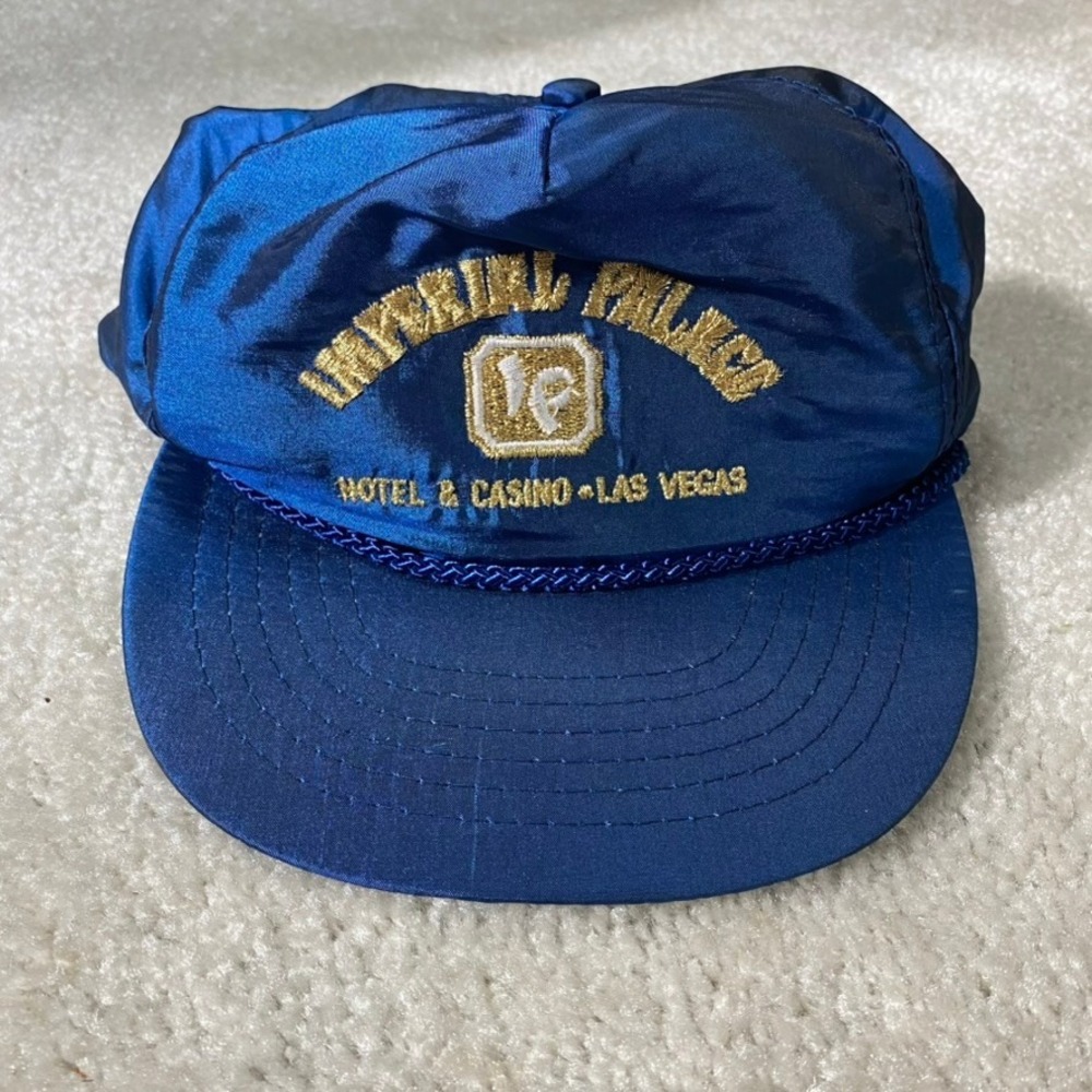 VTG Las Vegas Hat Mens Blue Nylon Snapback Cap Imperial Palace Hotel Casino